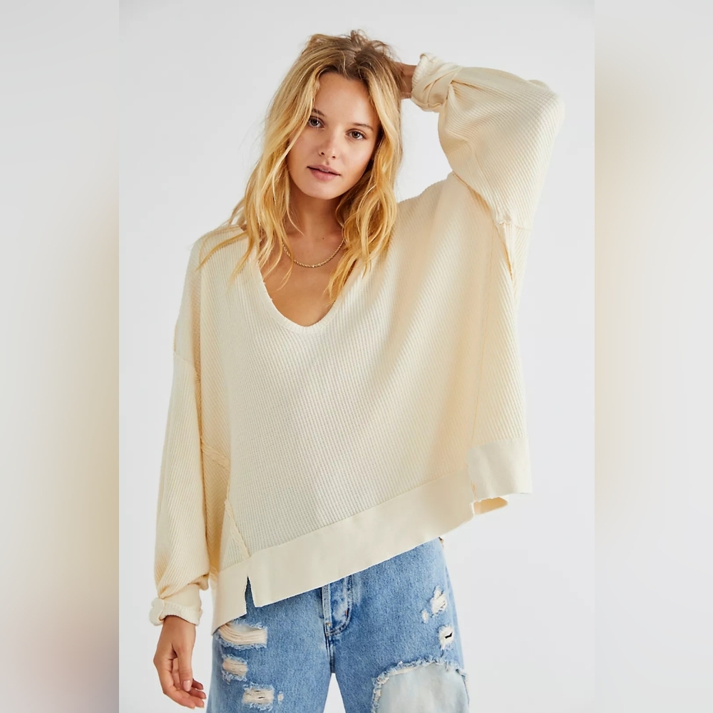 NWT Free People We The Free Buttercup Thermal In Ivory, Size XS 🌙 - Picture 4 of 10